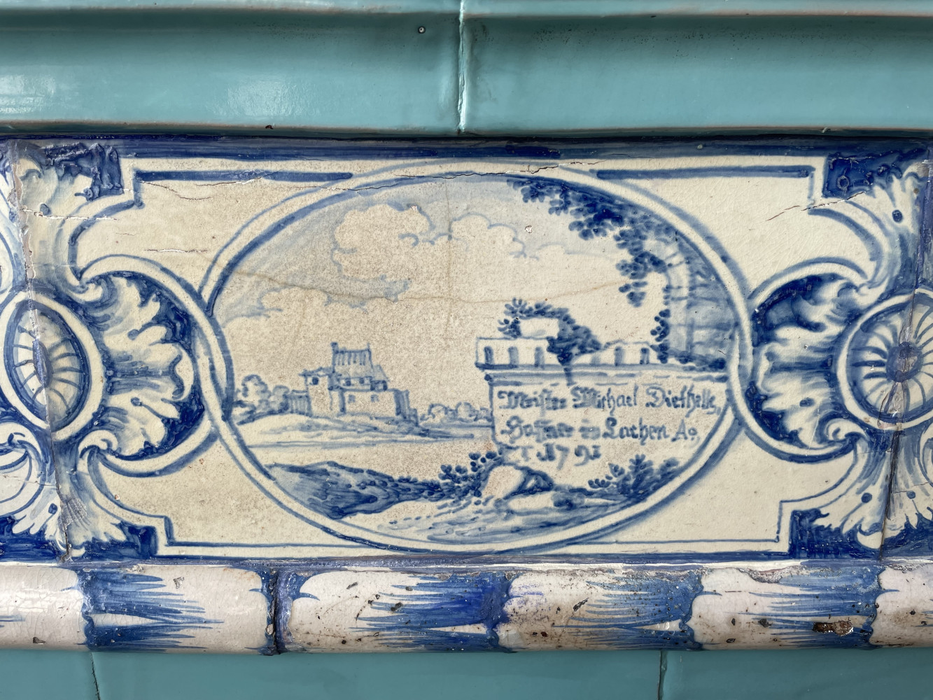 Antiker Kachelofen türkis 1791 - Kanton Luzern